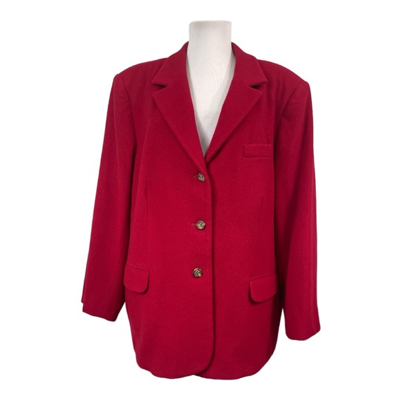 L.L. Bean Jackets & Blazers - L.L. Bean Women's Plus Size 20W Wool Cashmere Blend Suit Blazer Jacket Red Lined